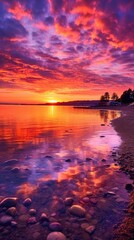 Wall Mural - sun down on the ocean side