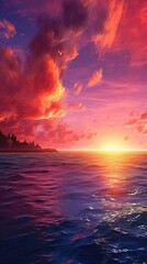 Wall Mural - sun down on the ocean side