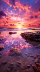 Wall Mural - sun down on the ocean side