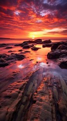 Wall Mural - sun down on the ocean side