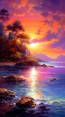 Wall Mural - sun down on the ocean side
