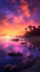 Wall Mural - sun down on the ocean side