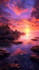 Wall Mural - sun down on the ocean side