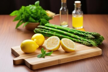 Sticker - asparagus on a wooden board, ready for cooking