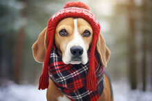 Cute Dog Wearing Winter Clothing