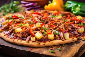 Wall Mural - bbq pizza with layers of colorful vegetables