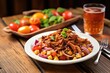© Alfazet Chronicles - bourbon bbq pulled chicken and pasta salad on a plate