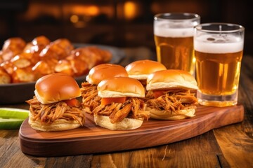 Wall Mural - bourbon bbq pulled chicken on mini sliders