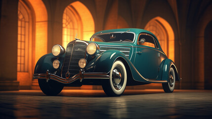 Wall Mural - Timeless Vintage Retro Car on Solid Background