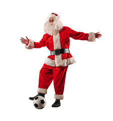 Sticker - santa claus ready to play football with soccerball