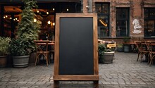 An Empty Chalkboard On The Street In A Restaurant Generative AI