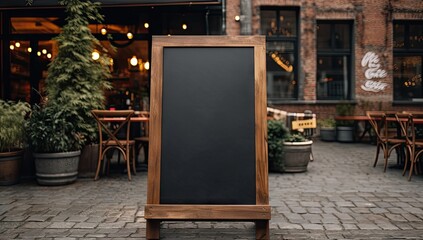 Wall Mural - an empty chalkboard on the street in a restaurant Generative AI