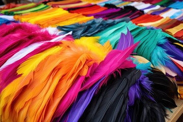 Canvas Print - colorful feathers and fabrics for creating dance costumes