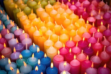 Wall Mural - pile of vibrant diwali candles unlit, ready for the festival