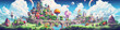 Adventure game pixel world background banner