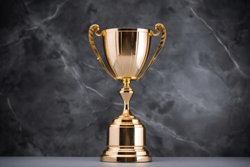 Wall Mural - a golden trophy on white marble against a charcoal backdrop