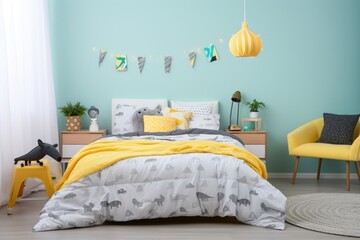 Sticker - gender-neutral bedding set in a childrens bedroom