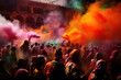© Konstiantyn Zapylaie - Holi festival revelry captured in an explosion of colors. Crowds of people joyously throwing vibrant powdered hues, creating a lively cityscape