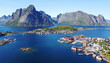 Drohnenfoto von Reine auf den Lofoten in Norwegen