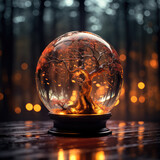 Fototapeta Kosmos - Glass ball with a beautiful autumn tree inside. Autumn vibe. AI generated
