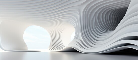 Wall Mural - AI rendering of a parametric interior with a black and white color scheme and a window