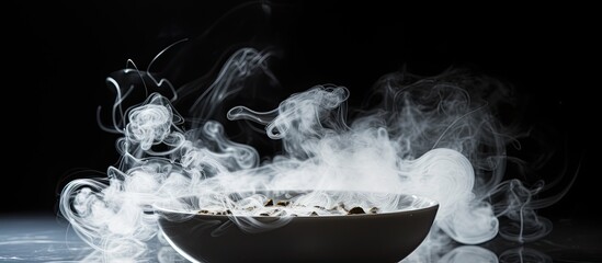 Canvas Print - Real white steam of boiling water photographed on a black background