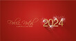 © simbos - Merry Christmas beautiful calligraphy Happy New Year 2024 Portuguese language new shape shining firework gold white red greeting card