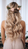 Fototapeta  - Fryzura - piękne pofalowane i długie włosy kobiety w kolorze blond