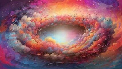 Wall Mural - abstract background with colorful circle cloud video animation, Seamless Animation Video Background in 4K Resolution	