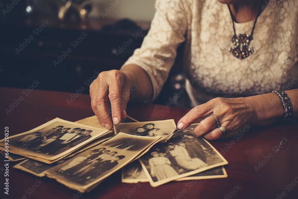 A poignant moment captured as an elderly woman looks nostalgically at a ...