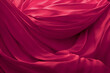 Red fabric draped over the wall background, luxury silk backdrop for fashion product presentation, elegant minimal drapery design