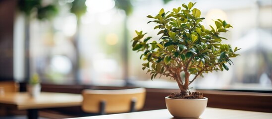 Poster - Cafe decoration with potted tree