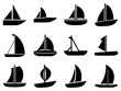 Boat icon set. ship, cruise, yacht, transport, transportation, sea, water, ocean, speed, sail, marin, sailboat, icons. Black solid icon collection. Vector illustration