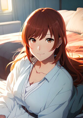 Sexy anime japanese girl. A beautiful anime Lo-fi girl chilling at night. Cute anime woman. Manga sexy girl, manga style, japanese cartoon.