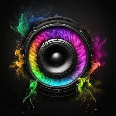 Closed up of speakers with colorful background