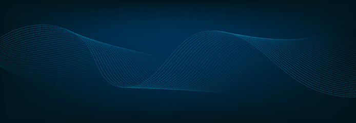 Abstract Banner Template with Blue wavy lines. Technology Banner.