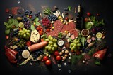 Fototapeta  - Gastronomic art collage using different products 