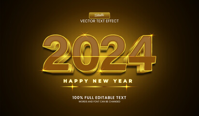 Canvas Print - Design editable text effect, 2024 3d style vector illustration