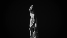 Discobolus (Discus Thrower) Greek Marble Sculpture By Myron, Rotating On Black Background