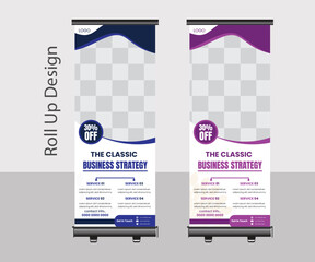 corporate business roll up design,minimal and modern shape flyer design layout with 2 different grad