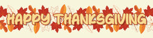 Happy Thanksgiving Day Creative Typography Design With Leaf And Cream Background Perfect For Banner, Poster, Templates.