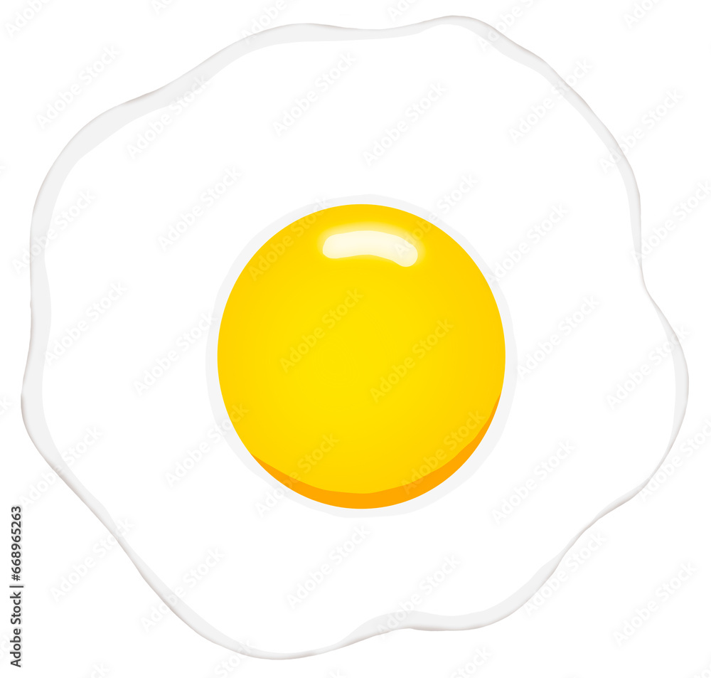 Huevo frito con su clara y yema en estilo dibujo realista, cómic o  animación. Creado por el artista Diego Ferro Stock Illustration | Adobe  Stock, image size:1000x953