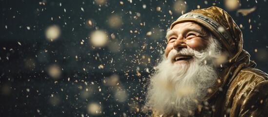 Santa Claus surrounded by a shower of cash during the festive season