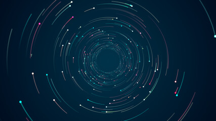 Wall Mural - colorful digital dot technology floating rotation in circle like in space with abstract background