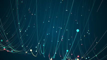 Wall Mural - colorful digital dot technology floating rotation in circle like in space with abstract background