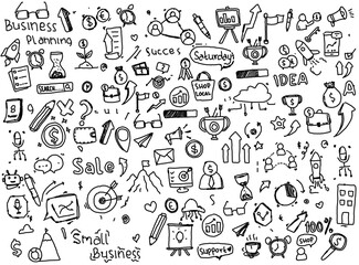 Wall Mural - Hand drawn doodles business icon set