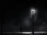 Fototapeta Kosmos - Silhouette Under Streetlight
