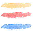 筆でラフに描いた黄色と赤色と青色のイラスト素材