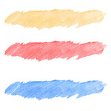 Fototapeta  - 筆でラフに描いた黄色と赤色と青色のイラスト素材