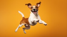 Adorable Jack Russell Jumping In Minimalistic Style AI Generated